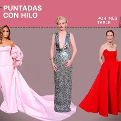 Tres mujeres deslumbran con vestidos espectaculares en la alfombra roja, listas para recibir sus globos de oro.