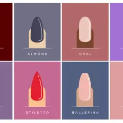 Ocho formas de uñas en tendencia: redonda, almendra, oval, coffin, squoval, stiletto, ballerina y square.