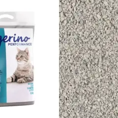 Bolsa de arena aglomerante Tigerino Odour Control, un ejemplo de tipos de arena para gatos, con su textura granular.