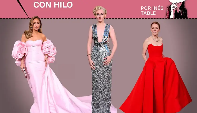 Tres mujeres deslumbran con vestidos espectaculares en la alfombra roja, listas para recibir sus globos de oro.