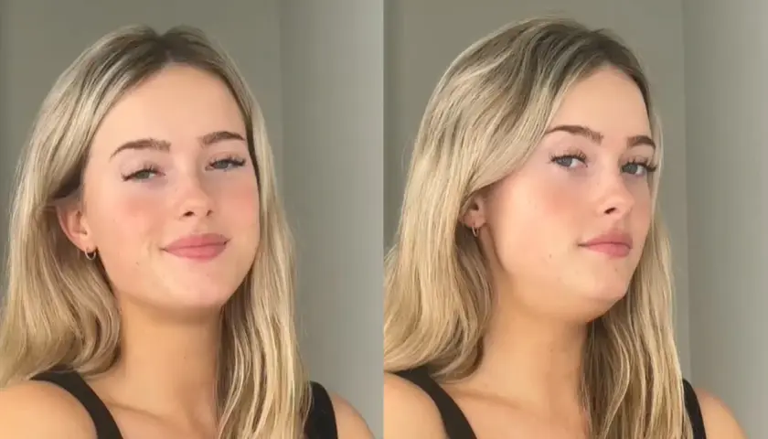 Comparación de un rostro con y sin la técnica de "mewing", mostrando cómo la posición de la lengua puede definir la mandíbula.