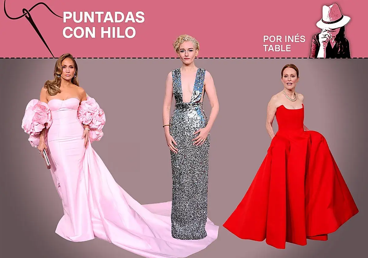 Tres mujeres deslumbran con vestidos espectaculares en la alfombra roja, listas para recibir sus globos de oro.