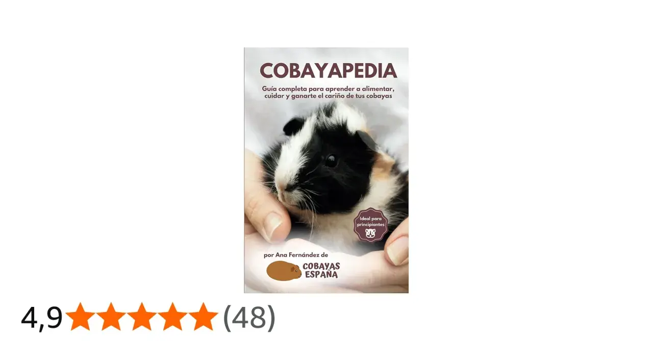 Libro "Cobayapedia" con una cobaya en manos, ideal para aprender qué es una cobaya y cómo cuidarla.