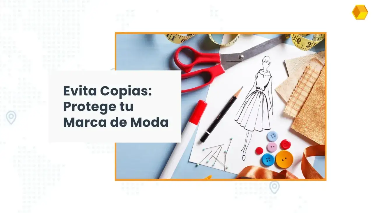 Dise&ntilde;o de moda, tijeras, l&aacute;piz, telas y botones. Protege tu marca de moda con el derecho de la moda.