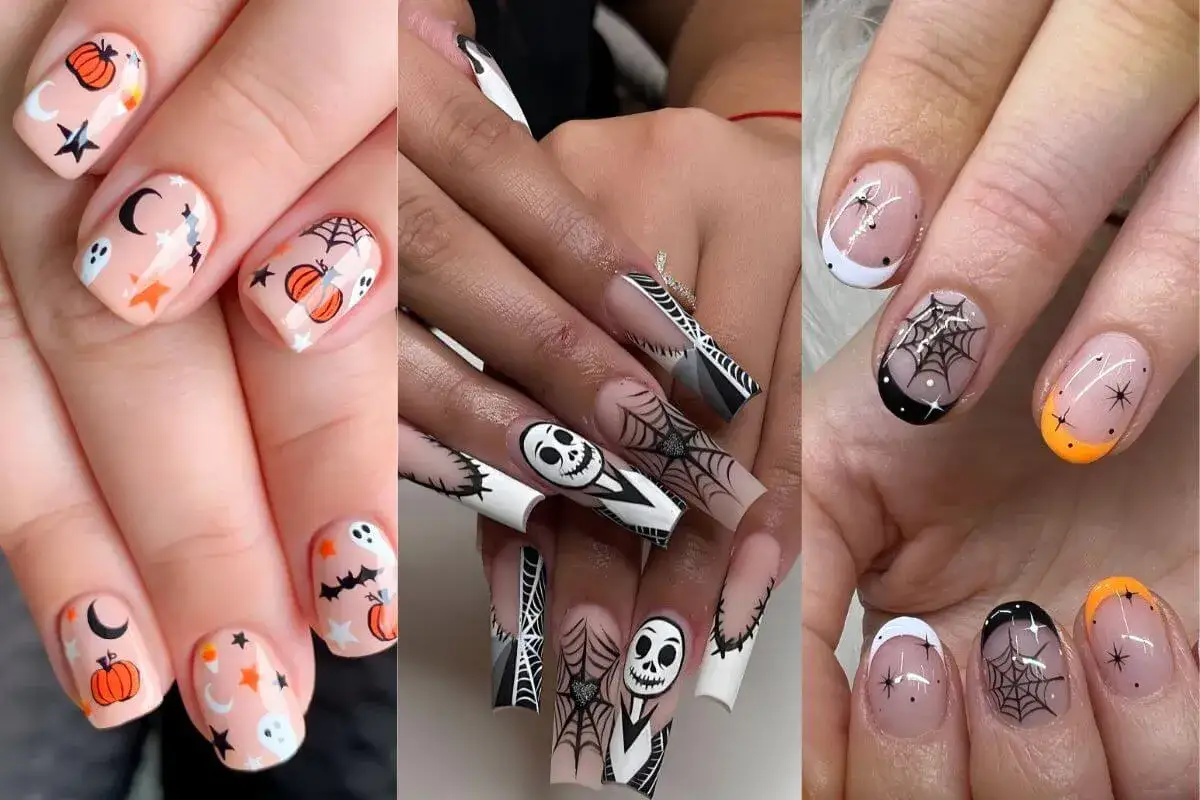 U&ntilde;as halloween sencillas con calabazas, fantasmas y telara&ntilde;as. Dise&ntilde;os divertidos para la noche de brujas.