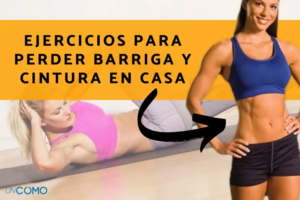 Mujeres tonificadas mostrando ejercicios para reducir cintura y abdomen en casa.