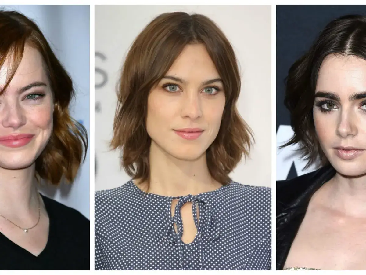Tres mujeres con pelo castaño en diferentes estilos, mostrando la transicion pelo corto a largo.
